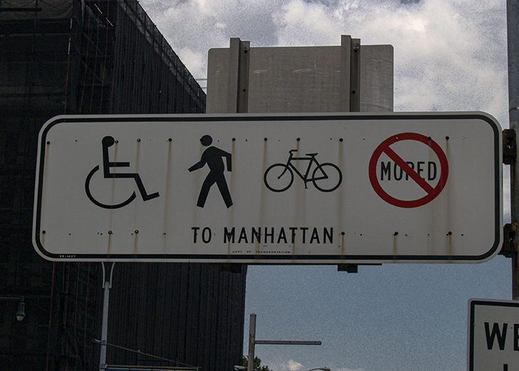 Sign on the Brooklyn Bridge