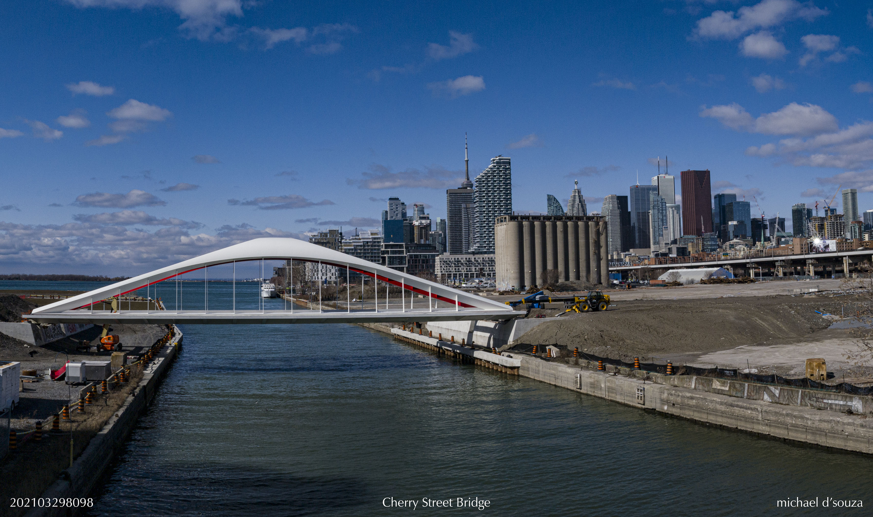 The New Cherry Street Bridge and the Toronto Skyline,  March 2021