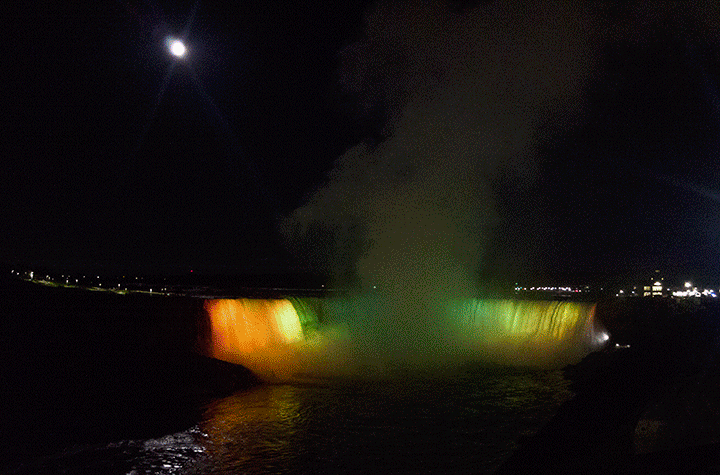 The american Falls under the Harvest Moon